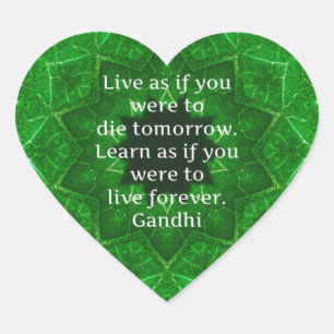 Adesivo Coração Gandhi - Citação Inspiracional Sobre Aprendizado