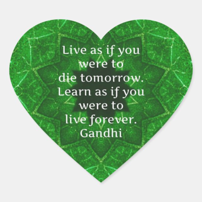 Adesivo Coração Gandhi - Citação Inspiracional Sobre Aprendizado (Frente)
