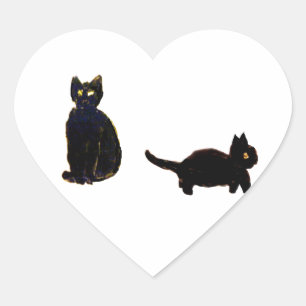 Adesivo Coração Gatinho bonito dos gatos pretos