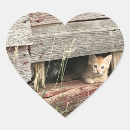 Adesivo Coração Gatinho de Coração
