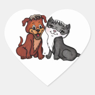 Adesivo Coração Gatinho e Copo