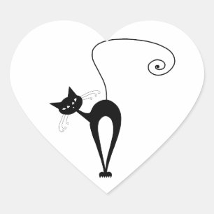 Adesivo Coração Gatinho irrisório preto 3