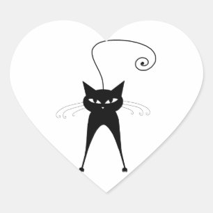 Adesivo Coração Gatinho irrisório preto 6