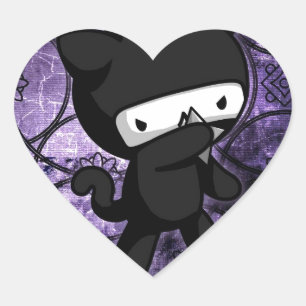 Adesivo Coração Gatinho Ninja