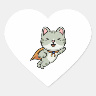 Adesivo Coração Gato bonito é uma ilustração de desenho animado de