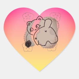 Adesivo Coração Gato Brincalhão com Linha