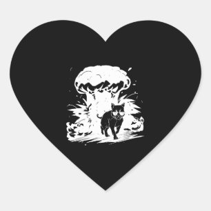 Adesivo Coração Gato de besta com óculos de sol que se afasta do