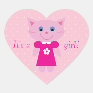 Adesivo Coração Gato De Cartografia Rosa Bonito É Uma Menina Nova
