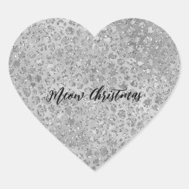 Adesivo Coração Gato de Cinza-de-erva-de-prata