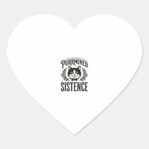 Adesivo Coração Gato Engraçado Purrminou Existência Gráfico Vintag