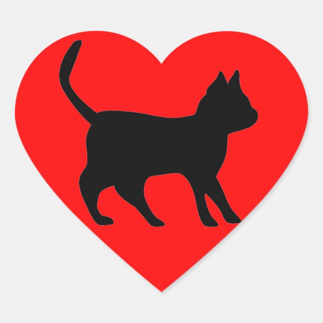Adesivo Coração Gato Negro (Frente)
