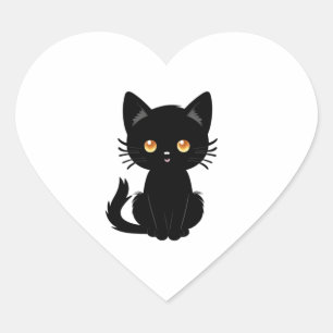 Adesivo Coração Gato preto branco 2