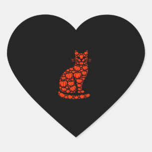Adesivo Coração Gato Pumpkin Jack O Lanterna Halloween Mens Mulher