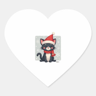 Adesivo Coração Gato Tuxedo de Natal Cachecol Santa Feio Xmas Mulh