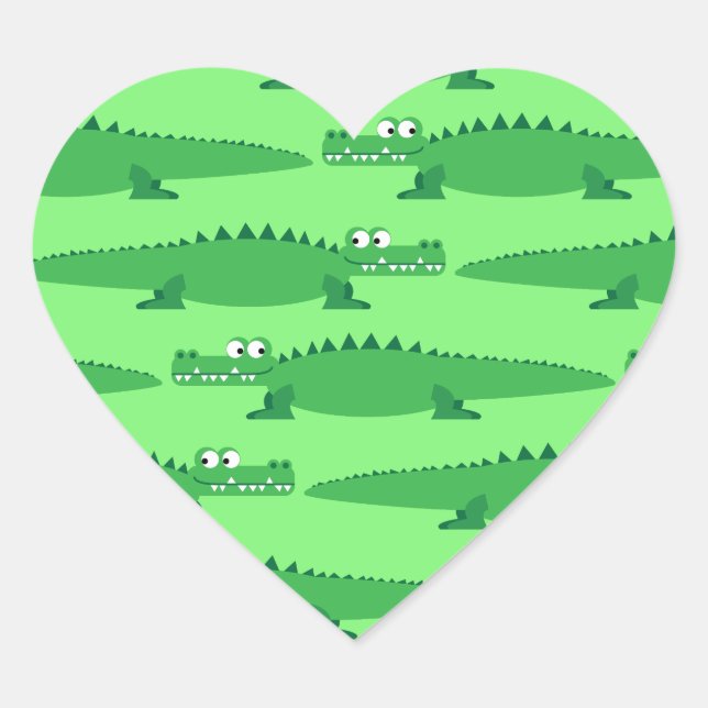 Adesivo Coração Gator Alligator Crocodile Kids - primeiro aniversa (Frente)
