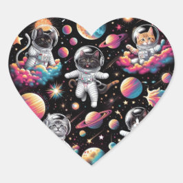 Adesivo Coração Gatos em autocolantes espaciais!