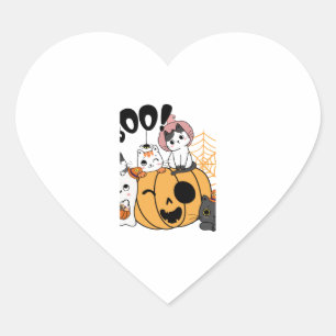 Adesivo Coração Gatos Se Divertindo No Vedante De Halloween