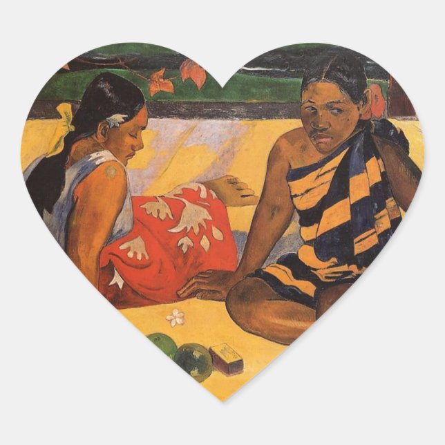 Adesivo Coração Gauguin French Polynesia Tahiti Women Painting (Frente)