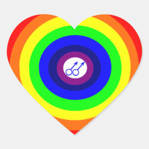 Adesivo Coração Gay Men Round Rainbow Sticker