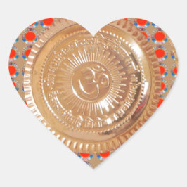 Adesivo Coração GAYATRI Mantra n OmMantra Símbolo embutido DOURADO