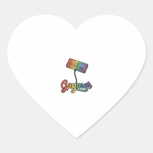 Adesivo Coração Gaymer Arco-íris Gamer Camisa Vetorial Design_1