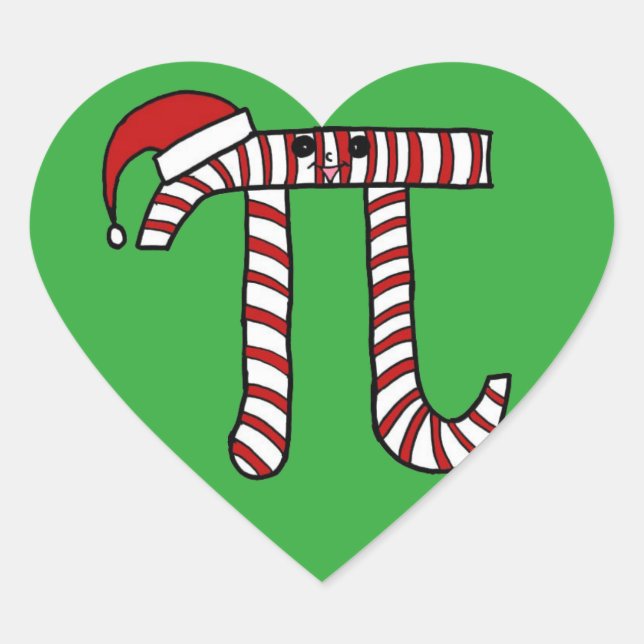 Adesivo Coração Geek de Matemática de Pi Natal (Frente)