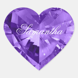 Adesivo Coração Gema Rojxa Amethyst Violeta Personalizada Brilhant