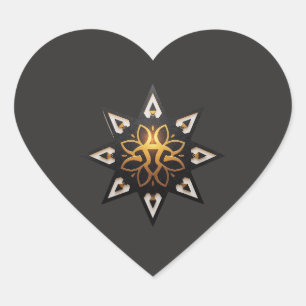 Adesivo Coração 🌟 Geometria Sagrada Mandala - Ouro Star