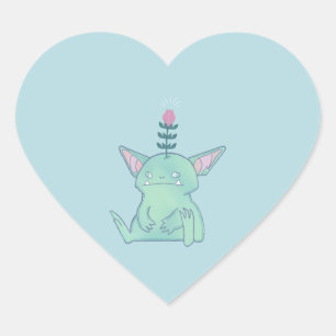 Adesivo Coração Gerald o Goblin Cria Fantasia Mal-Humorada Fofa