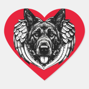 Adesivo Coração German shepherd Angel head pet art
