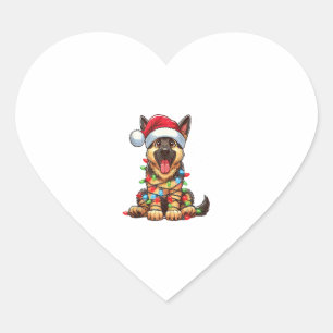 Adesivo Coração German shepherd Cachorro Natal Luzes Santa Hat Xma