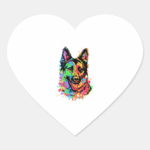 Adesivo Coração German shepherd Colorido