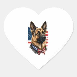 Adesivo Coração German shepherd com bandeira americana