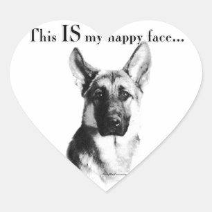Adesivo Coração German shepherd de rosto feliz