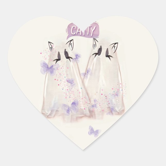 Adesivo Coração Ghost Cat Sticker "Catty" (Frente)