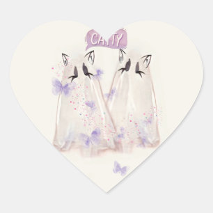 Adesivo Coração Ghost Cat Sticker "Catty"