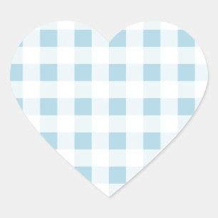 Adesivo Coração Gingham Azul Pálido