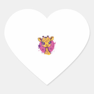Adesivo Coração Girafa Adorável Com Amor De Cartoon