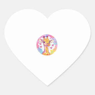 Adesivo Coração Girafa Com Coração Adorável Amor Colorido