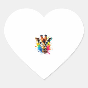 Adesivo Coração Girafa Engraçada com Óculos - Esplas de Tinta Colo
