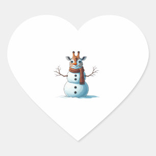 Adesivo Coração Girafa Engraçada Snowman Scarf Mulheres de Natal M