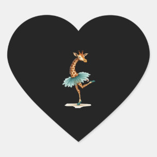 Adesivo Coração Girafa fofa em tutu dançando como bailarina, gif