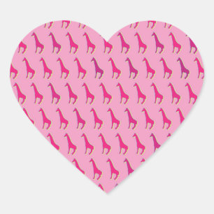 Adesivo Coração Girafas Rosa