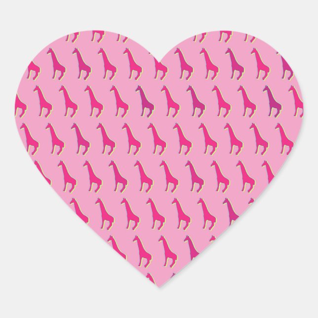 Adesivo Coração Girafas Rosa (Frente)