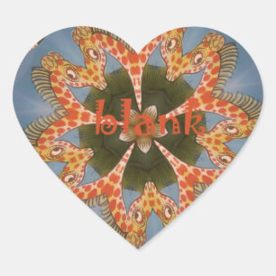 Adesivo Coração Giraffe Abstrato Art Impressão