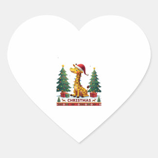 Adesivo Coração Giraffe Ugly Christmas Sweaters Funny Santa Hat Li