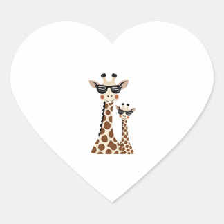 Adesivo Coração Giraffe with Sunglasses Jungle Safari Animal Giraf