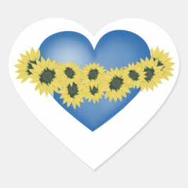 Adesivo Coração Girassóis e coração. Amor e flores.