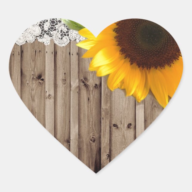 Adesivo Coração girassol-do-mato-rústico (Frente)
