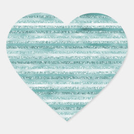 Adesivo Coração Girly Mint Glitter Glam Stripes (imagem de brilho)